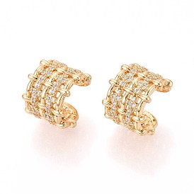 Латунные серьги-манжеты из прозрачного кубического циркония, сплетенный с С-образной формой