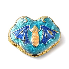 Accumuler des perles d'émail en laiton placage, plaqué longue durée, sans cadmium et sans plomb, serrure de longévité avec motif chauve-souris