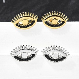 304 из нержавеющей стали серьги, со стразами, ионное покрытие (ip), глаз