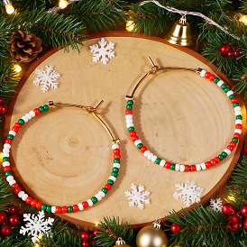 Серьги из 306 нержавеющей стали, с пластиковой бисера, золотые