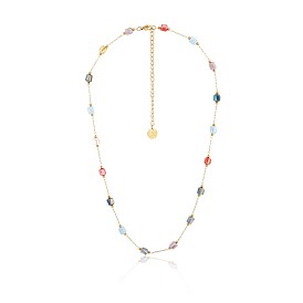 304 Колье из нержавеющей стали и стекла для женщин, кубические, ионное покрытие (ip), долговечный, реальный 18 k позолоченный