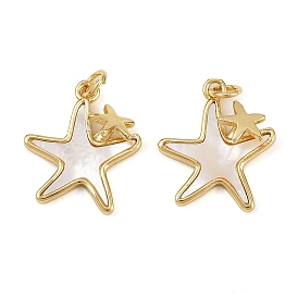 Латунные микро проложить кубического циркония подвески, с естественной оболочке, прелести морская звезда, без кадмия и без свинца, стойки покрытие, долговечный, с целью перехода в кольце