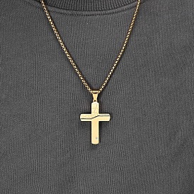 Religión 304 collares con colgante de cruz agrietada de acero inoxidable con cristales y diamantes de imitación para hombres