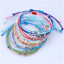 Bohemian Style Taiwan Wax Thread Handmade Braided 6 Strand Beaded Bracelet