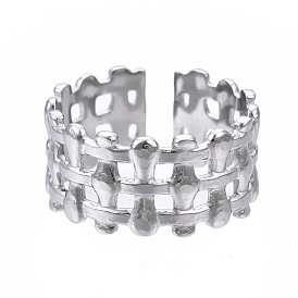 304 anillo de puño abierto con envoltura de barra de acero inoxidable, anillo hueco grueso para mujer