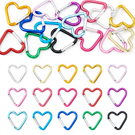 15шт. 15цвета, карабин с винтовым фиксатором из цинкового сплава, сердце