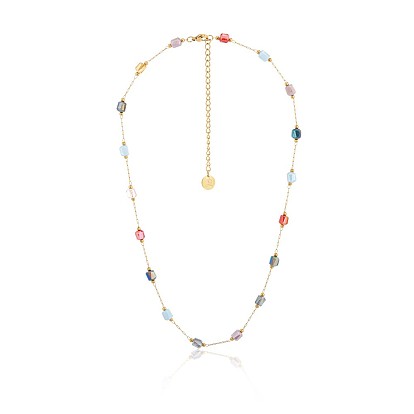 304 Колье из нержавеющей стали и стекла для женщин, кубические, ионное покрытие (ip), долговечный, реальный 18 k позолоченный