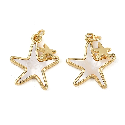 Латунные микро проложить кубического циркония подвески, с естественной оболочке, прелести морская звезда, без кадмия и без свинца, стойки покрытие, долговечный, с целью перехода в кольце