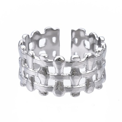304 anillo de puño abierto con envoltura de barra de acero inoxidable, anillo hueco grueso para mujer
