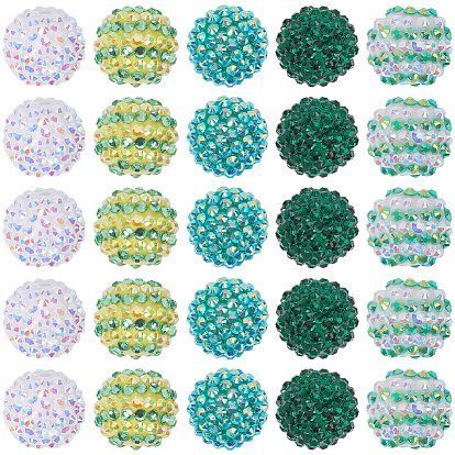 30 шт 5 стиль круглые смоляные стразы градуированные бусины, с ув гальванических акриловые круглые бусины внутри, AB-цветов