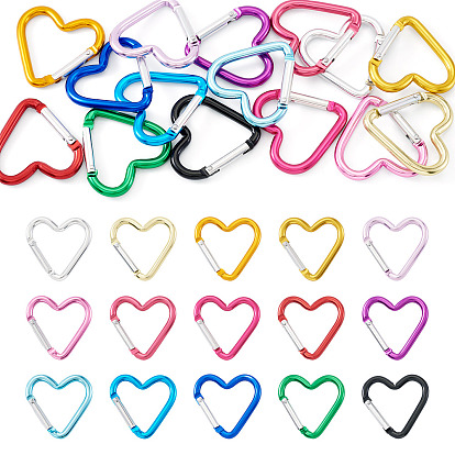 15шт. 15цвета, карабин с винтовым фиксатором из цинкового сплава, сердце