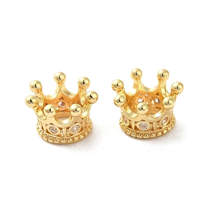 Покрытие стойки латунь паве кубический цирконий европейские бусины с большими отверстиями, долговечный, корона