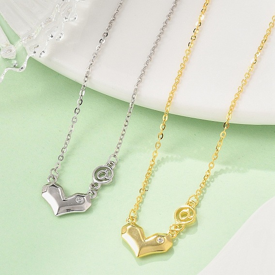 925 ожерелья из стерлингового серебра с прозрачными кубическими цирконами в форме сердца для женщин