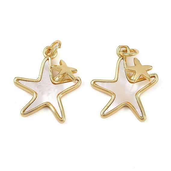 Латунные микро проложить кубического циркония подвески, с естественной оболочке, прелести морская звезда, без кадмия и без свинца, стойки покрытие, долговечный, с целью перехода в кольце