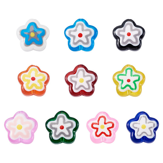 10шт. 10 цвета, бусины из эмали ручной работы из стекла, бусины ручной работы, цветок