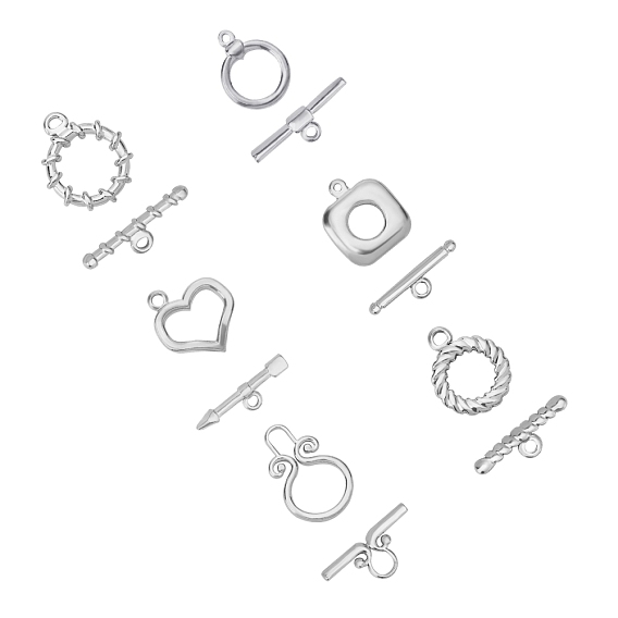 304 Stainless Steel Toggle Clasps, Mixed Shapes