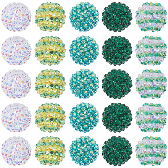 30 шт 5 стиль круглые смоляные стразы градуированные бусины, с ув гальванических акриловые круглые бусины внутри, AB-цветов