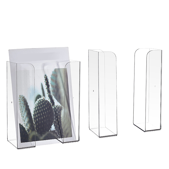 4Pcs Plastic Hanging Organizer Holder for Magazine, Brochures, Rectangle, with Stickers