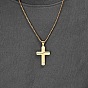 Religión 304 collares con colgante de cruz agrietada de acero inoxidable con cristales y diamantes de imitación para hombres