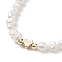 Natural Pearl & Brass Heart Beaded Necklace for Women