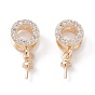 Rack Plating Brass Micro Pave Cubic Zirconia Peg Bails Pendants, Long-Lasting Plated, For Half Drilled Beads, Round Ring