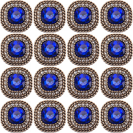 16 шт. пуговицы со стразами из сплава, 1-луночное, золотой свет, квадратный