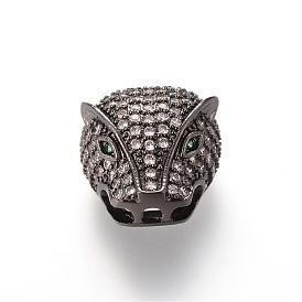 Brass Micro Pave Cubic Zirconia Beads, Animal
