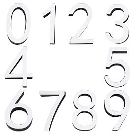10pcs 10 autocollants muraux miroir en acrylique de style, décoration murale, numéro 0~9