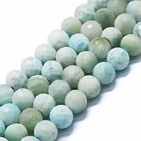 Brins de perles d'hémimorphite naturelle, à facettes (64 facettes), ronde