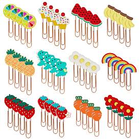 48 шт. 12 стили милые силиконовые скрепки, с железными зажимами, розовое золото 