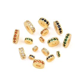 Латунные микро проложить кубического циркония бусы, плоско-круглые, долговечный, стойки покрытие