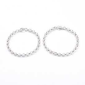 Couples 304 Stainless Steel Rolo Chain Bracelets, with Lobster Claw Clasps