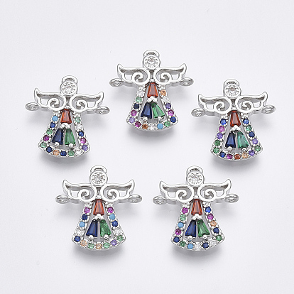 Соединители из латуни с микропаве и кубическим цирконием, ангел, красочный