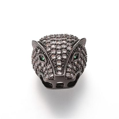 Brass Micro Pave Cubic Zirconia Beads, Animal