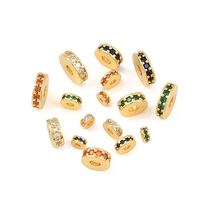 Латунные микро проложить кубического циркония бусы, плоско-круглые, долговечный, стойки покрытие