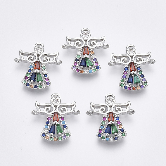 Соединители из латуни с микропаве и кубическим цирконием, ангел, красочный