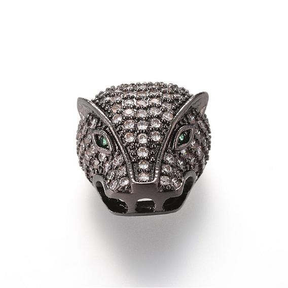 Brass Micro Pave Cubic Zirconia Beads, Animal
