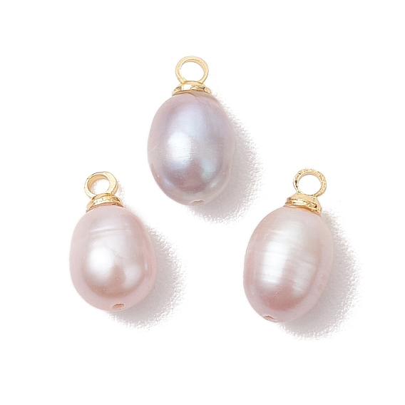 Натуральные культивированные пресноводные жемчужные рисовые подвески, с латунными штифтовыми скобами, чертополох