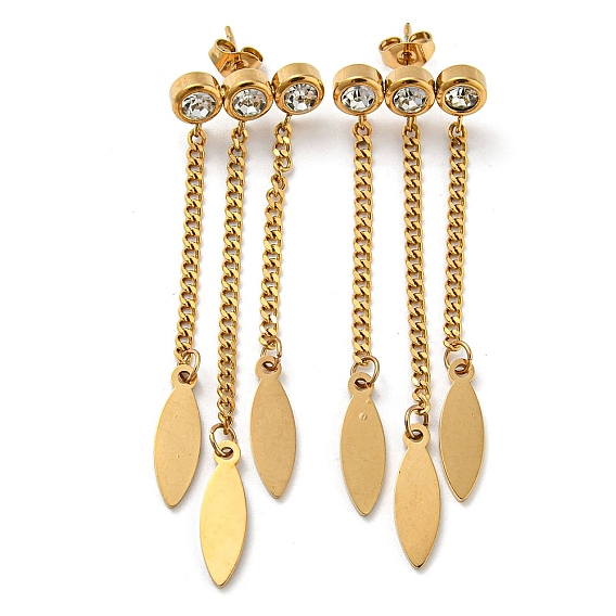 Серьги-люстры из прозрачного кубического циркония с ионным покрытием (IP), 304 овальные серьги с кисточками из нержавеющей стали