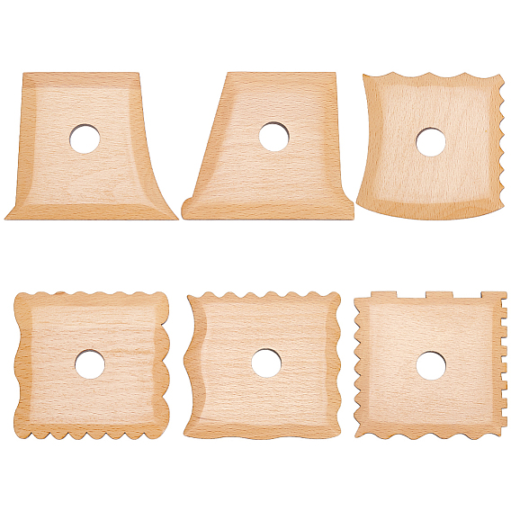 6Pcs Wooden Pottery Foot Shaper Tools, Pottery Tools, Mixed Shapes