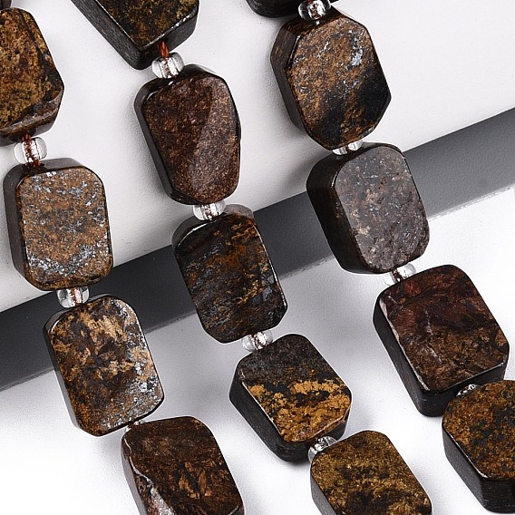 Природные бронзитом бисер нитей, с бисером, прямоугольные