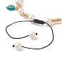 Glass Seed & Natural Pearl Braided Bead Bracelets, Evil Eye Lampwork Charm Bracelet for Women