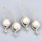 ABS Plastic Imitation Pearl Pendants, with Real 18K Gold Plated Brass Findings, Round