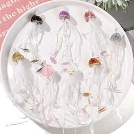 Pendentifs en tissu méduses, avec des perles en verre de graine