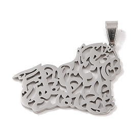 201 Stainless Steel Pendants, Hollow, Cat Charm
