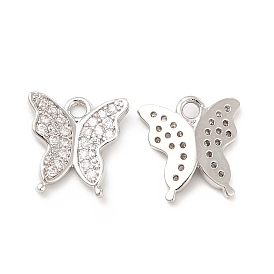 Brass Micro Pave Cubic Zirconia Charms, Butterfly Charm
