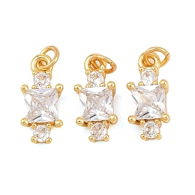 Латунные микро проложить кубического циркония прелести, квадратных амулеты, без свинца и без кадмия, стойки покрытие, долговечный