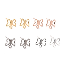 201 Stainless Steel Stud Earring Findings, with Horizontal Loop and 316 Stainless Steel Pin, Butterfly