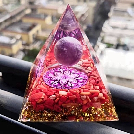 Orgonite Pyramids with Natural Red Jasper, Resin Craft Healing Pyramids, for Spirits Lift Stress Relief