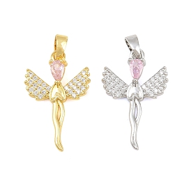 Anhänger aus Messing mit Mikropavé und rosa Zirkonia, Engel Charme